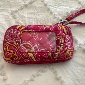 Vera Bradley Pink Paisley Quilted Wristlet Wallet ID Holder Organizer